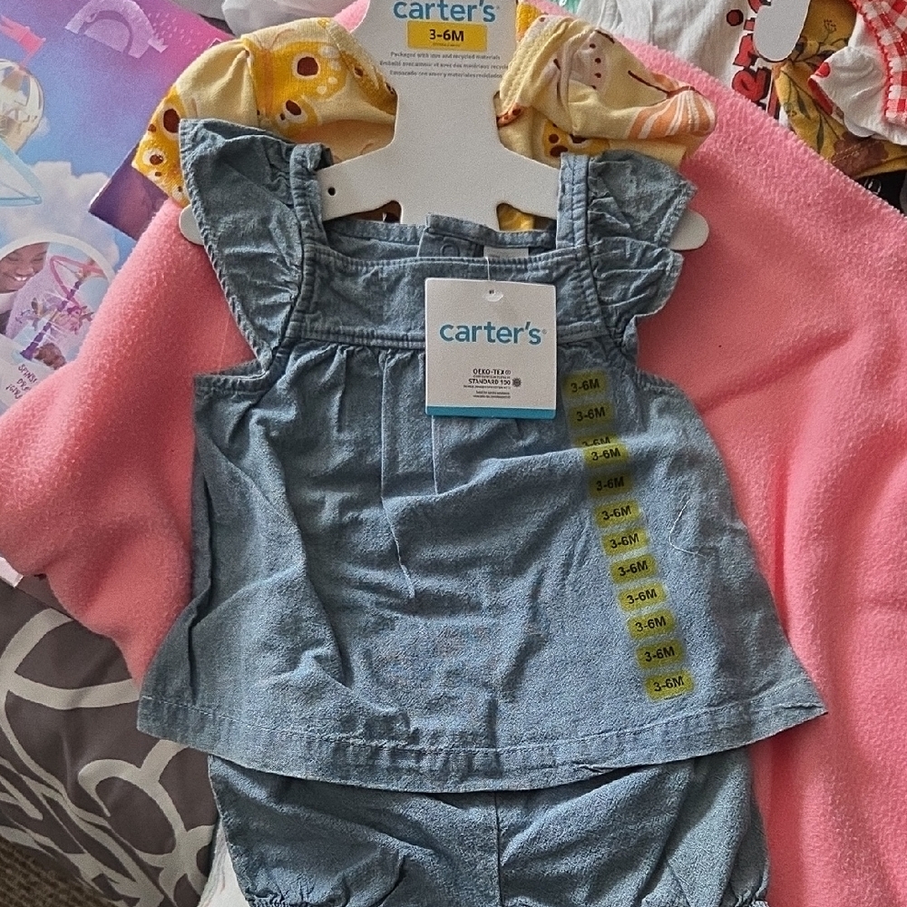 Carter's Denim Blue Ruffle Romper Set